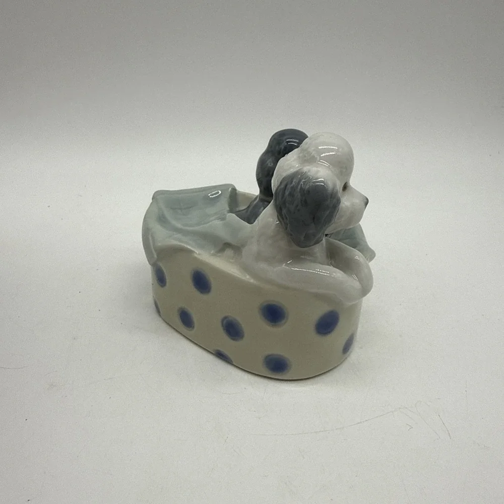 Nao by Lladro Poodles & Dots Figurine Dogs #1082 Blue White 3